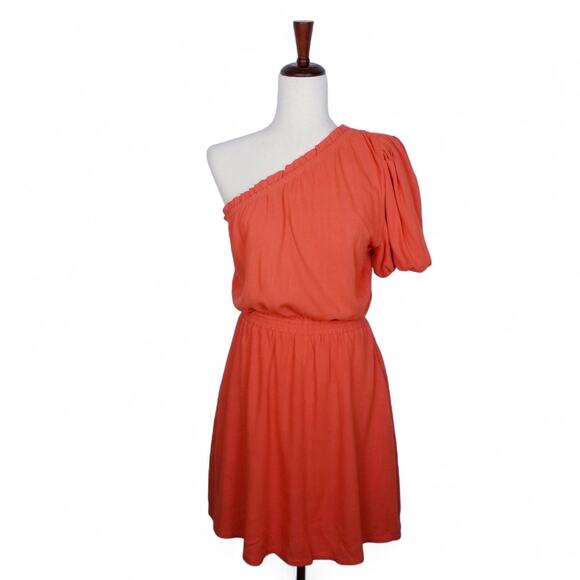 PROMESA Dress One-Shoulder Linen Blend Orange - Size M - Picture 1 of 8